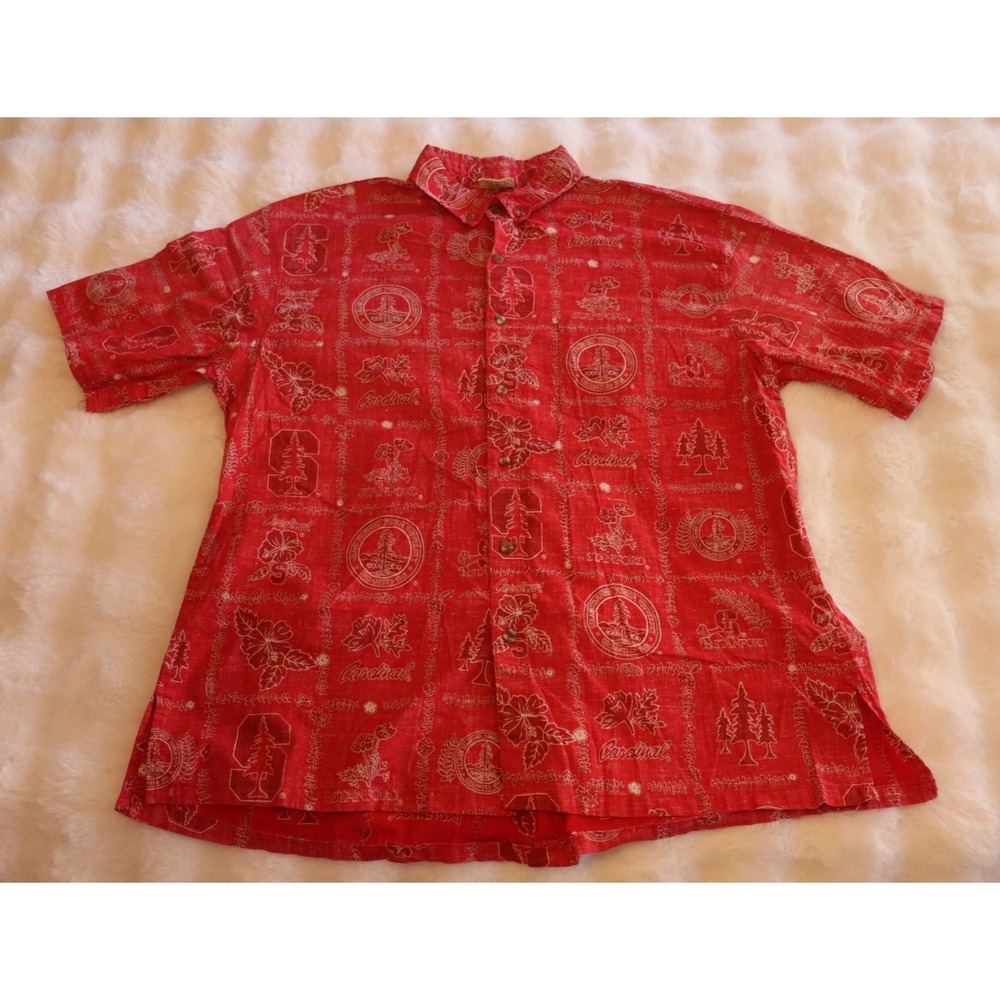 Vintage Ke Nui Stanford University Cardinals Hawaiian Shirt Mens Size XL Red